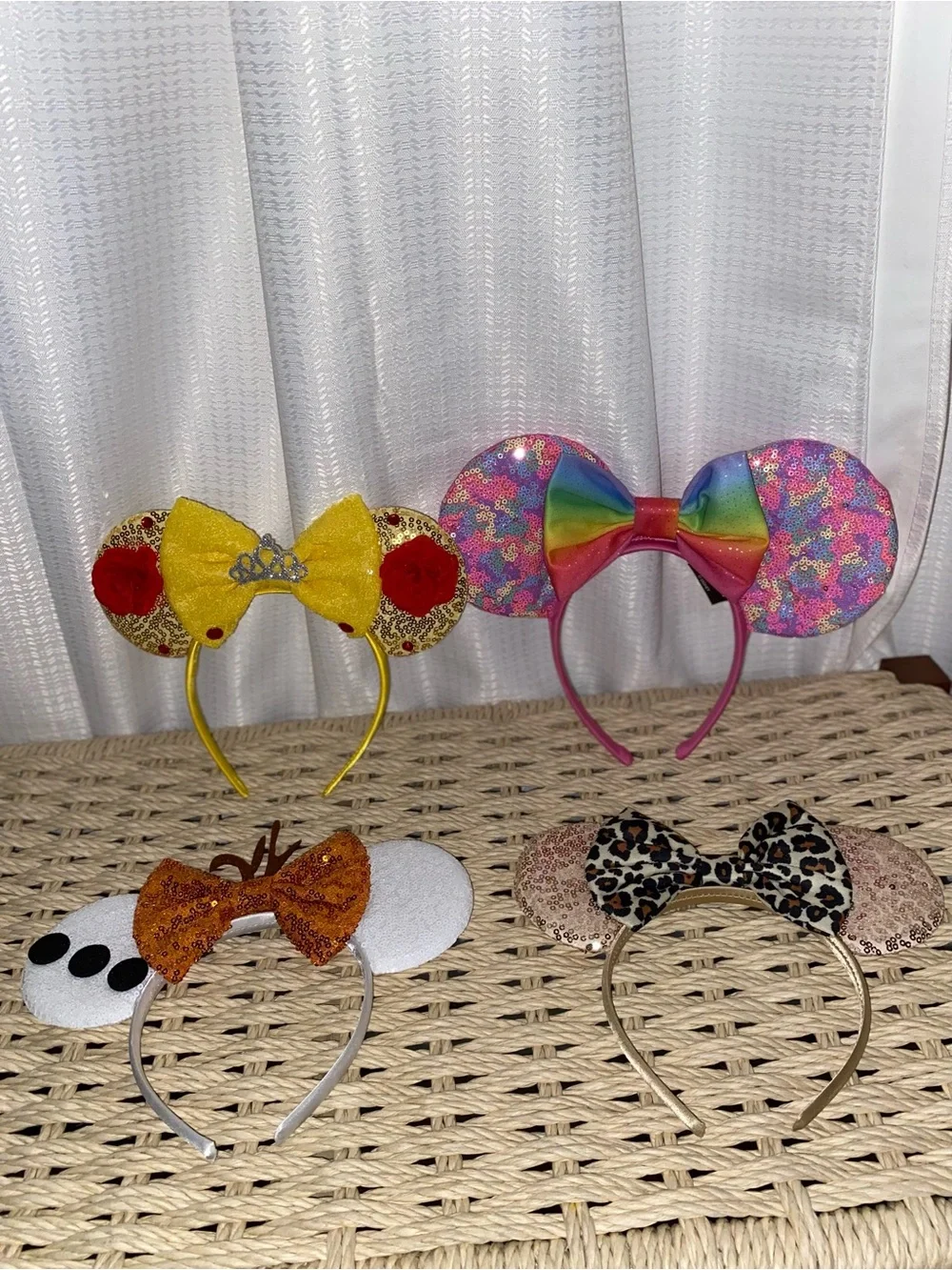 Colorful Sequin Mouse Ear Headbands - Yellow, Rainbow, Orange, Leopard